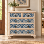 Hand‑Carved Wooden Sideboard With Floral Motif - Z-SV-002