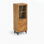 Chevron Wooden Cabinet with Glass Top -Z-SV-009