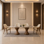 8-Seater Marble Dining Table With Twisted Base- Z-DT-026