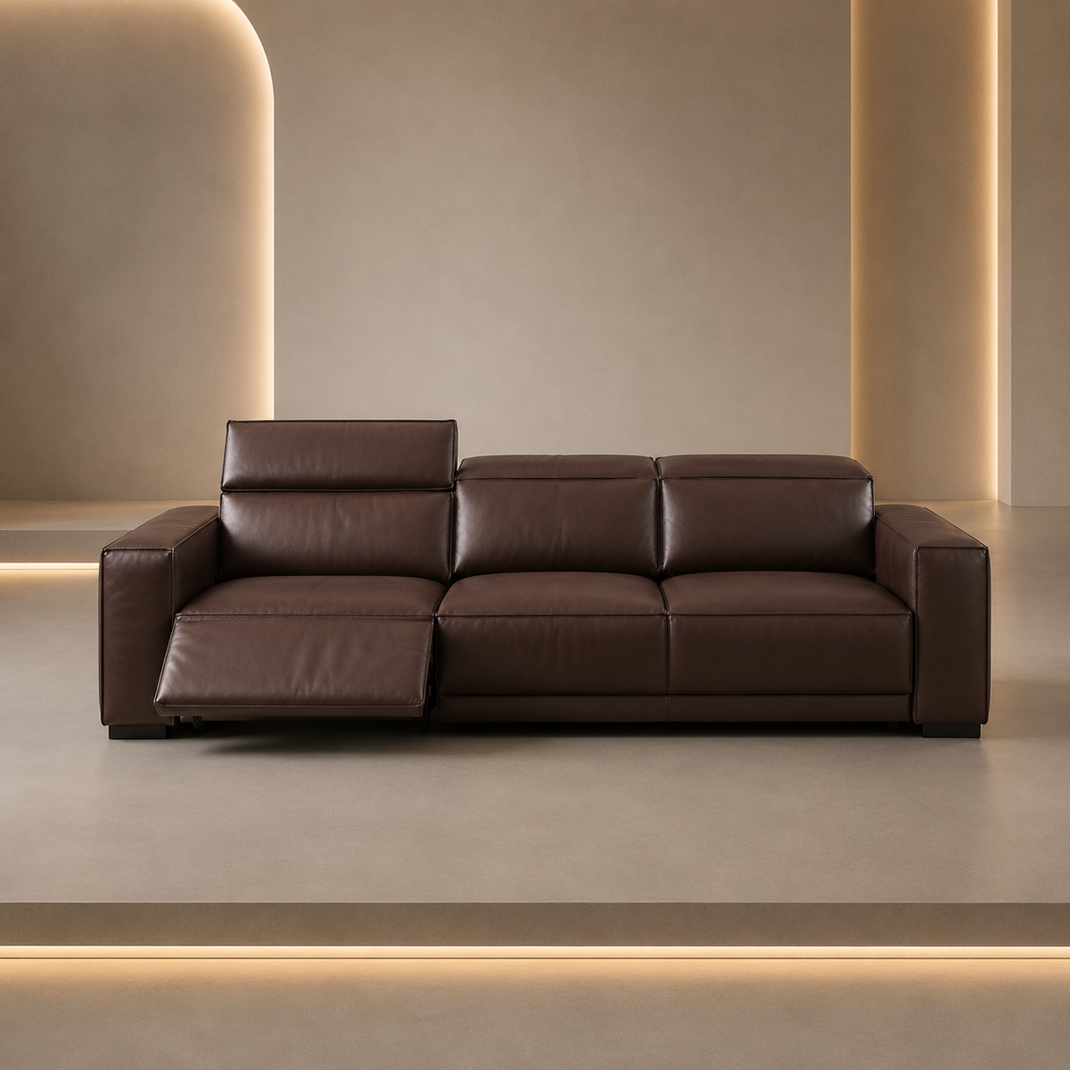 Dark Brown Leather Power Recliner Sofa - Z-RS-002