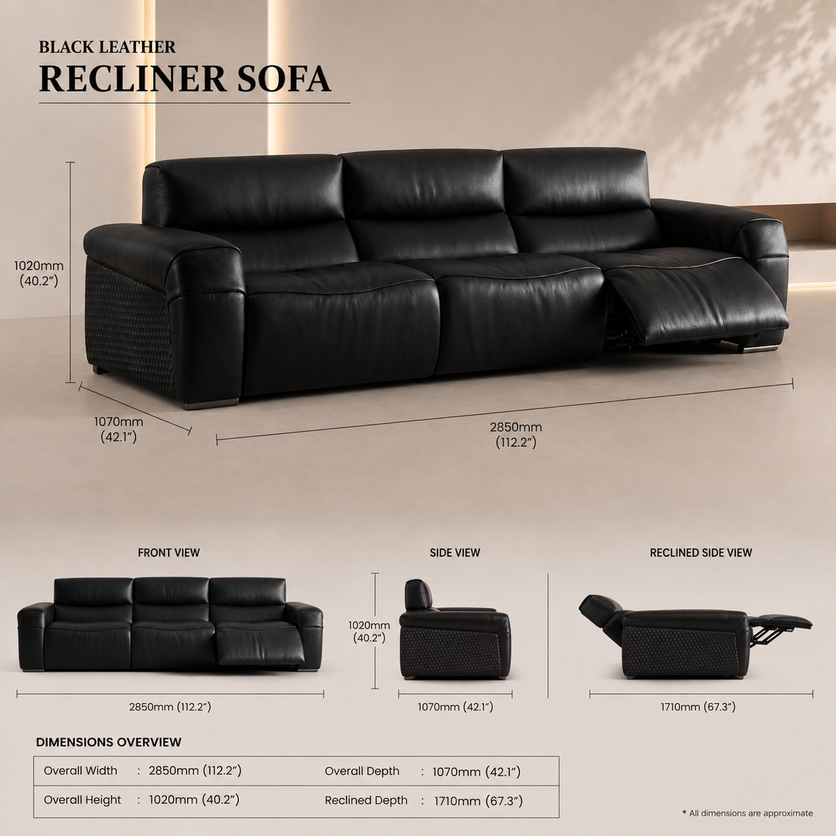 Genuine Leather-Power Reclining Sofa - Z-RS-005