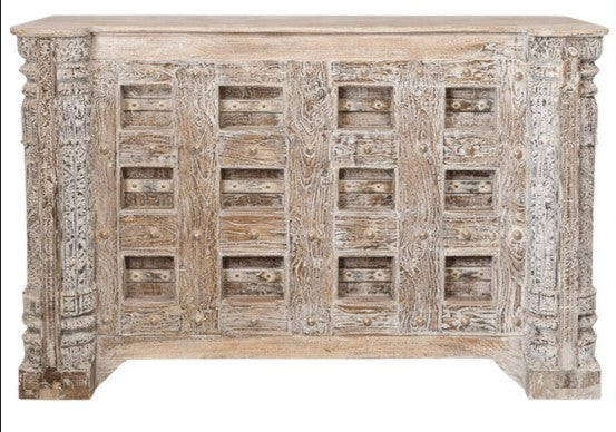 Handcrafted Rustic Carved Wooden Counter Table -Z-BCT-004