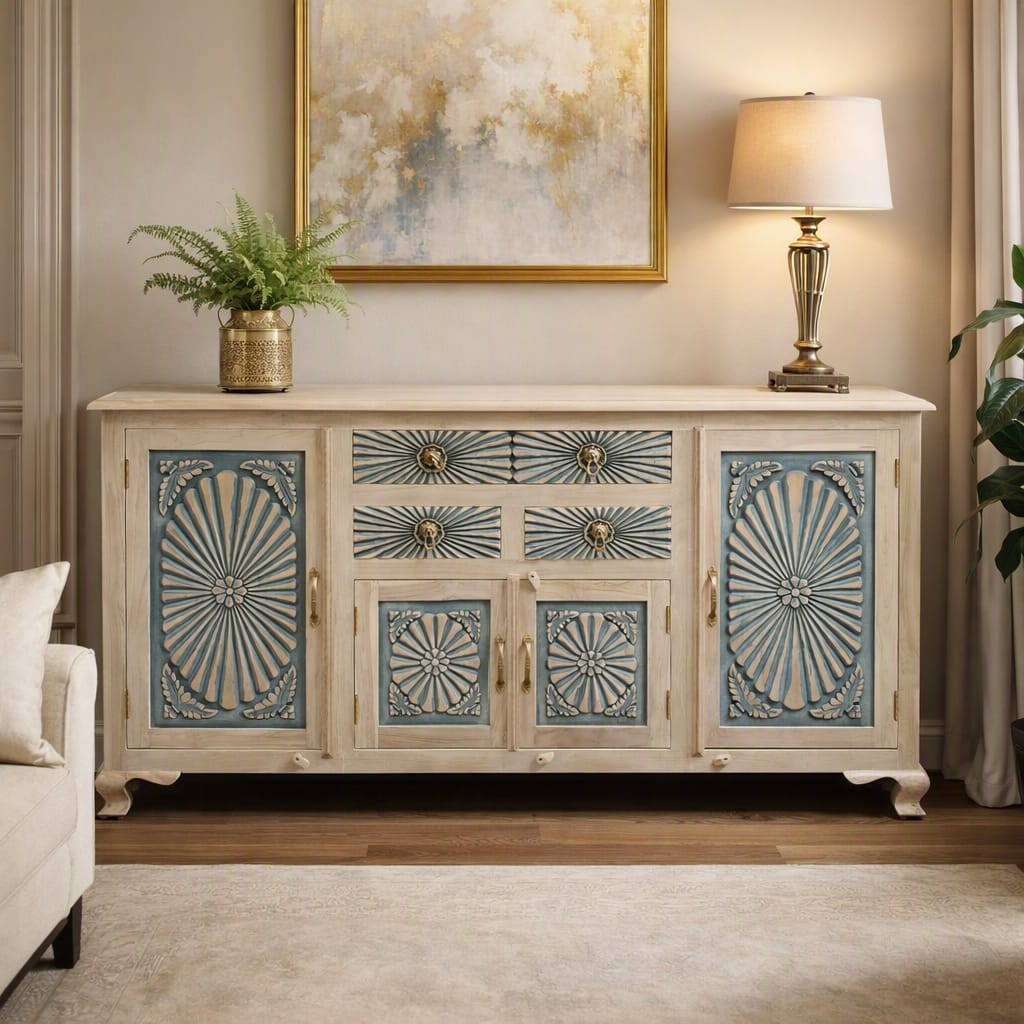 Hand-Carved Wooden Sideboard - Z-SV-005