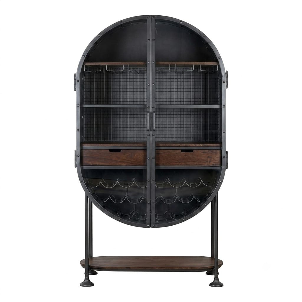 Metal and Mango Wood Bar Cabinet -Z-BC-006