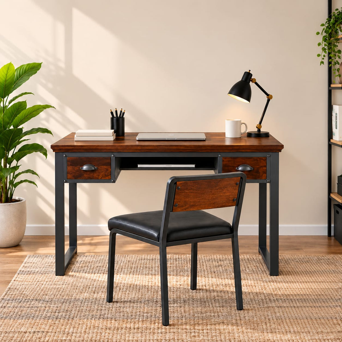 Metal and Mango Wood Study Table -Z-OF-004