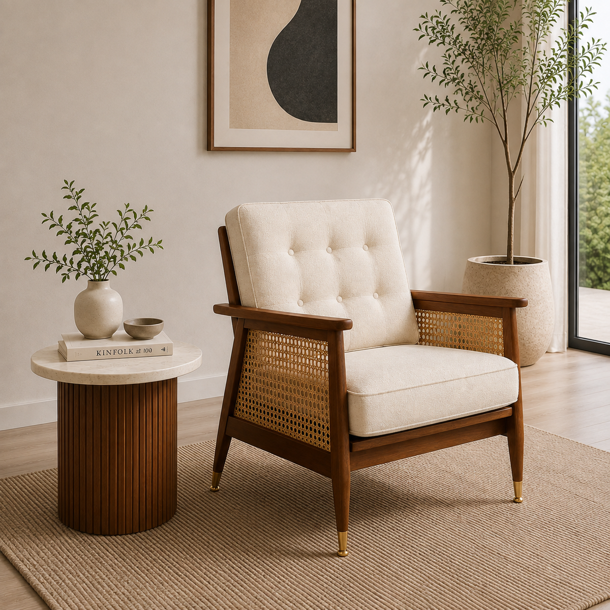 Wooden Cane Accent Chair - Z-AC-006