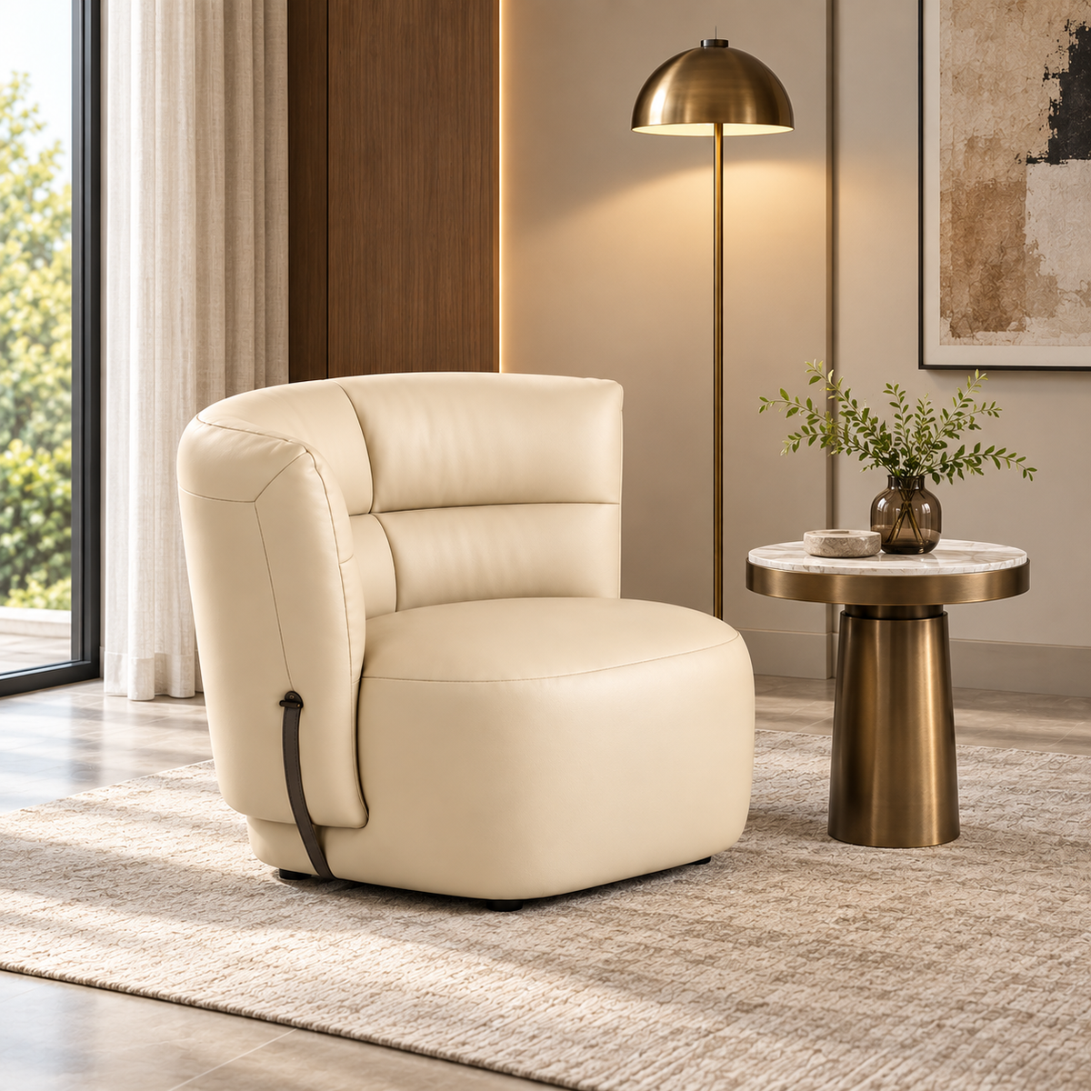Semi‑Leather Lounge Chair - Z-AC-004