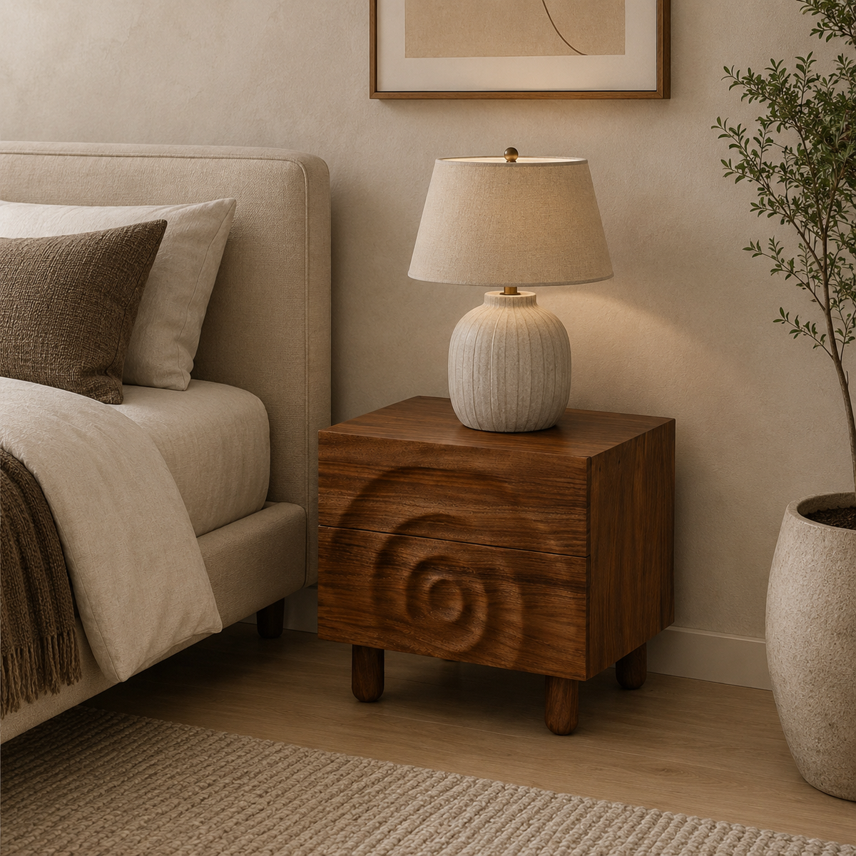 Circular Wave Bedside Table- Z-BS-006