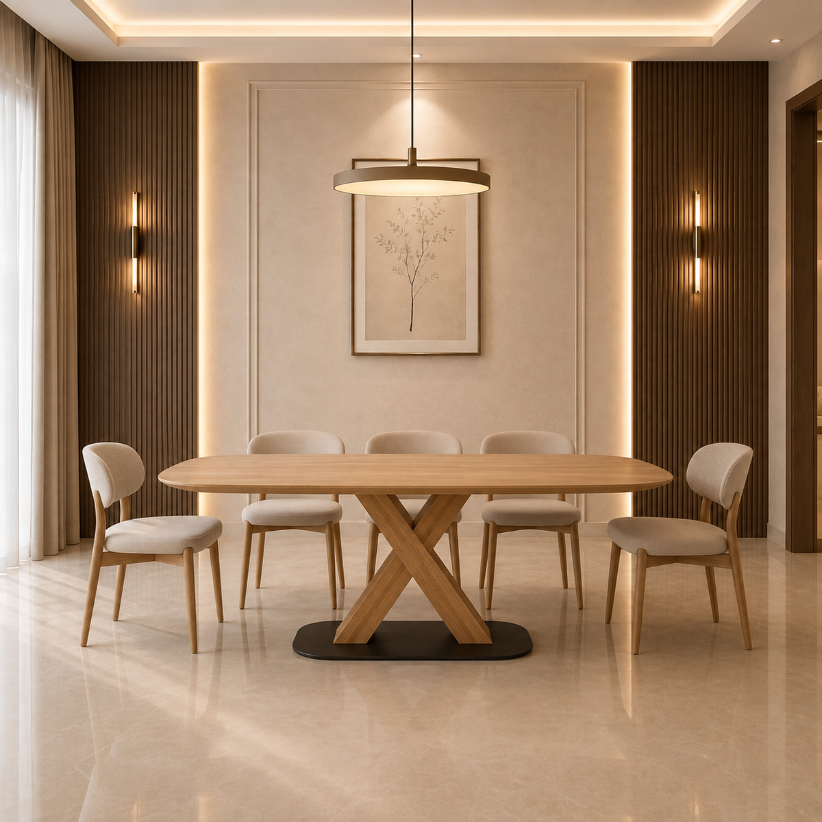 Contemporary Cross-Leg Dining Table with - Z-DT-002
