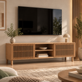 Solid Wood Slatted TV Unit - Z-TU-001