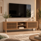 Solid Wood Slatted TV Unit - Z-TU-001