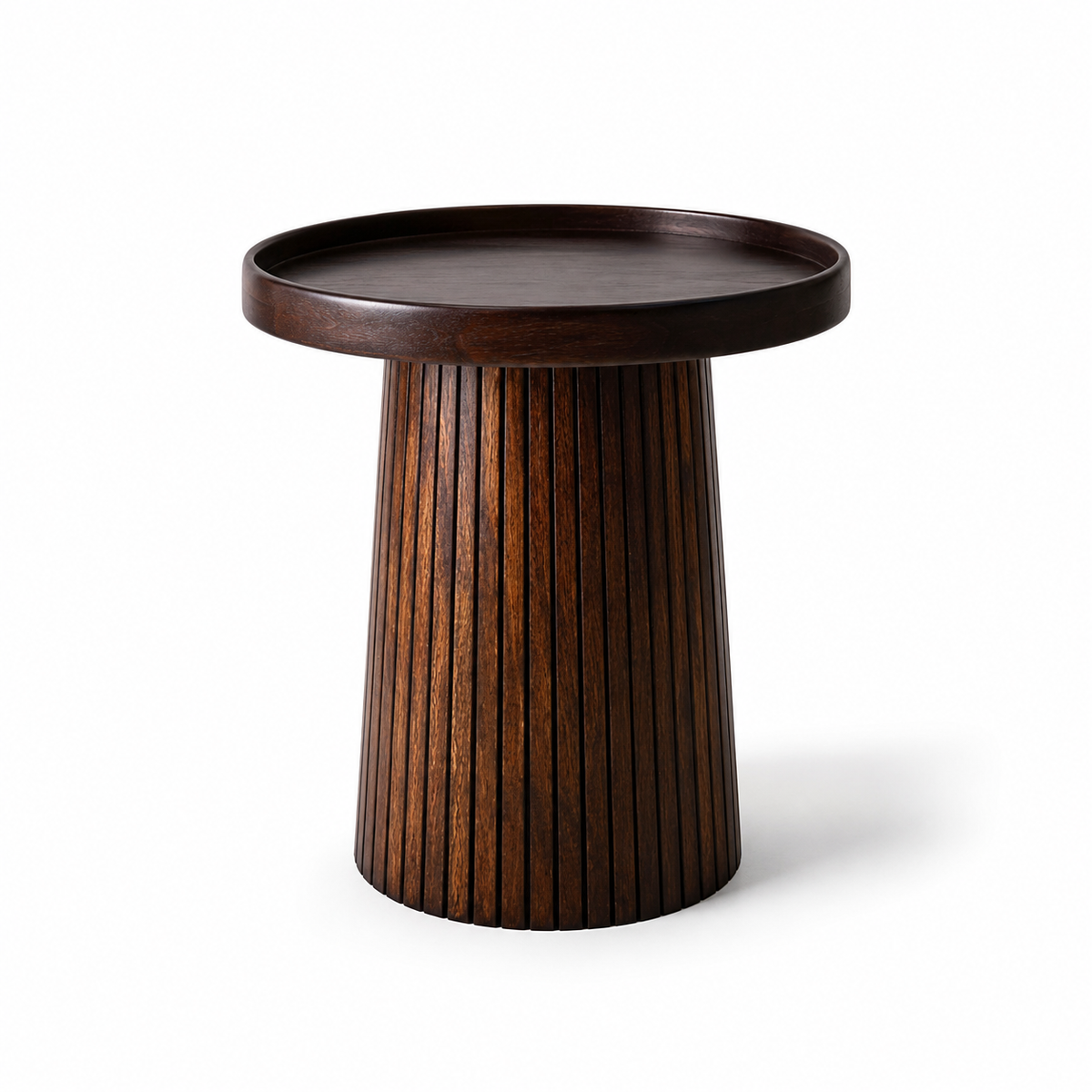 Fluted Pedestal Wood Side Table - Z-ST-006