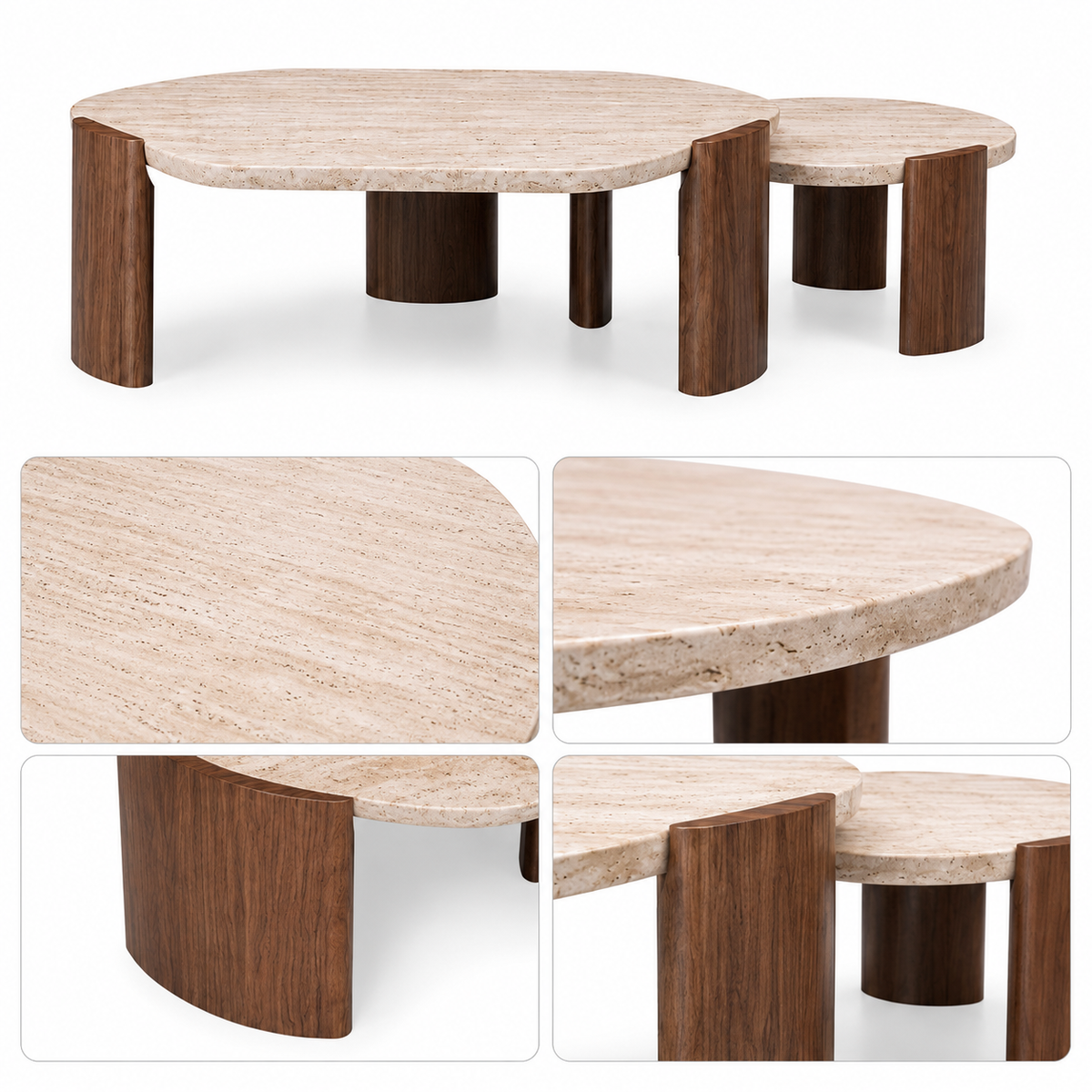 Travertine Nesting Coffee Table Set - Z-CT-009