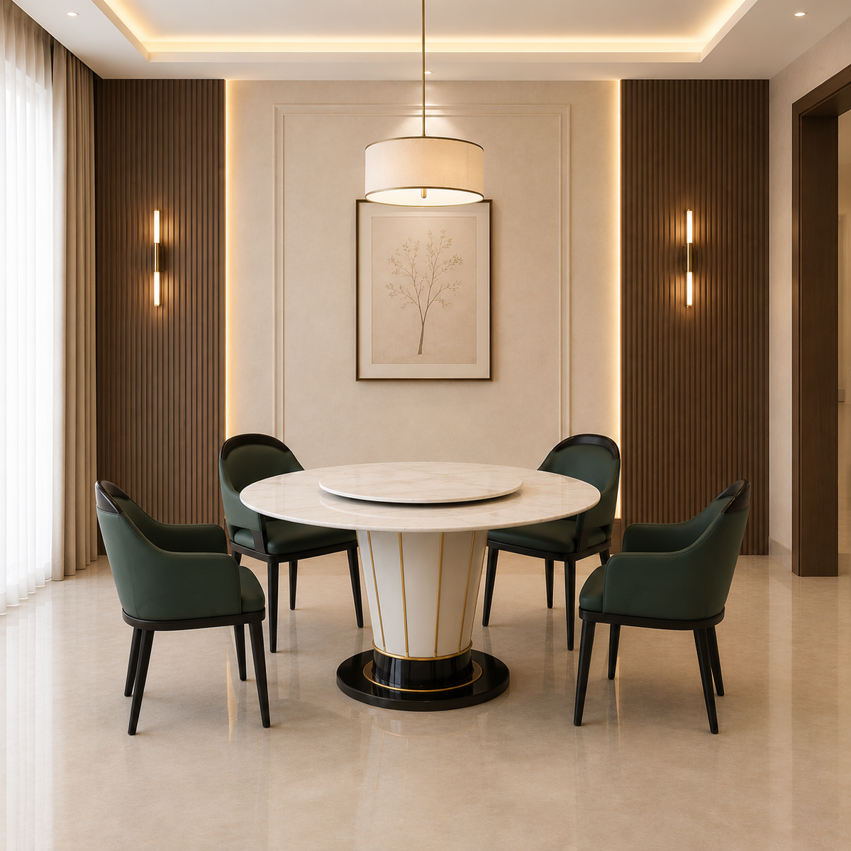 Round Marble Dining Table 6-Seater - Z-DT-019