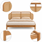 Natural Rattan Headboard Cane Wooden Bed - Z-B-020