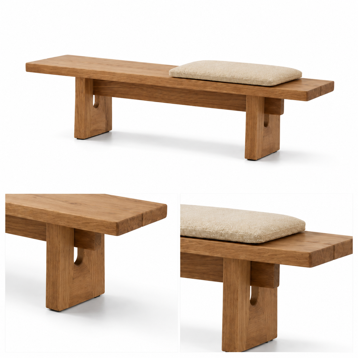 Solid Wooden Entryway Bench with Cushion - Z-BB-003