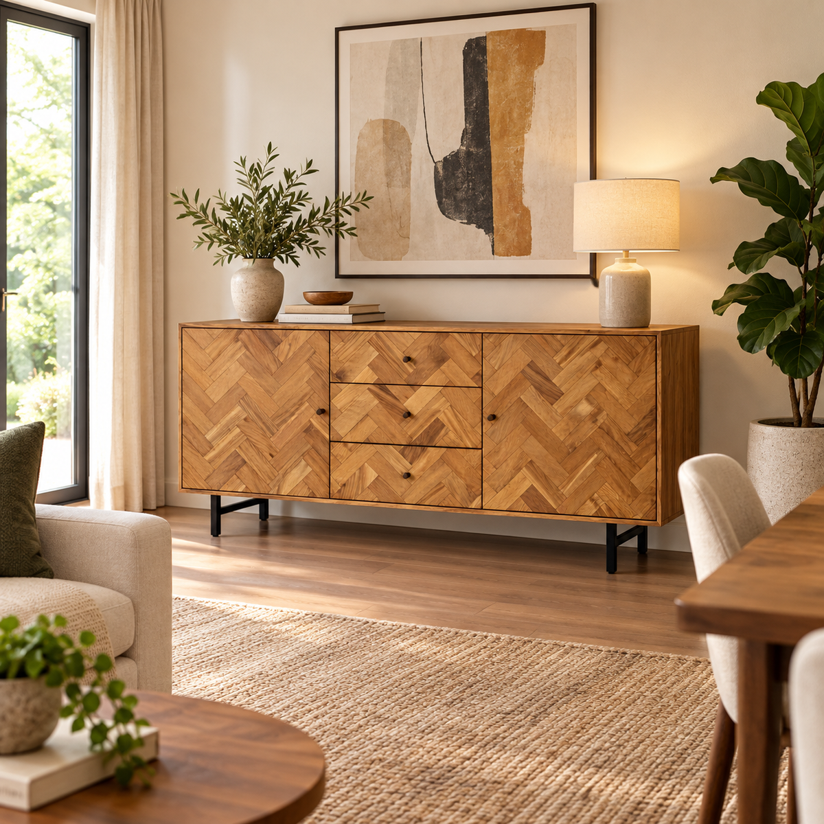 Wooden Sideboard with Metal Legs -Z-SV-012
