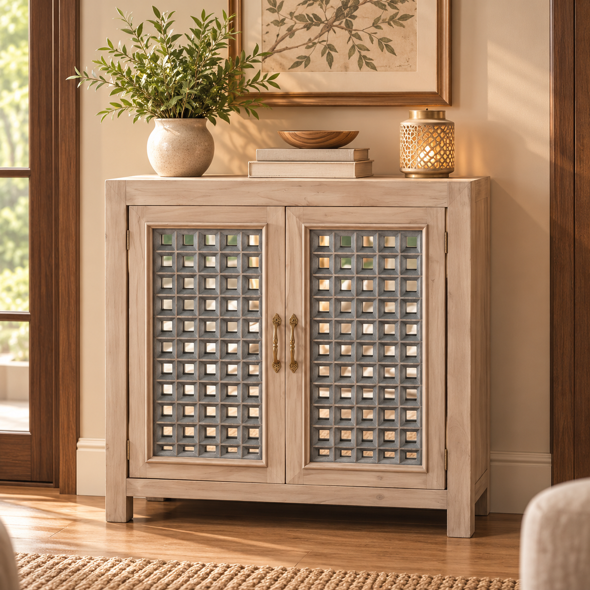 Geometric Lattice Wooden Sideboard - Z-SV-003