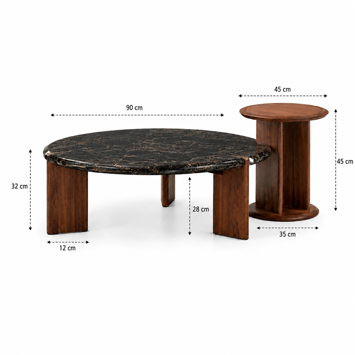 Natural Wood Marble Table Set - Z-CT-019