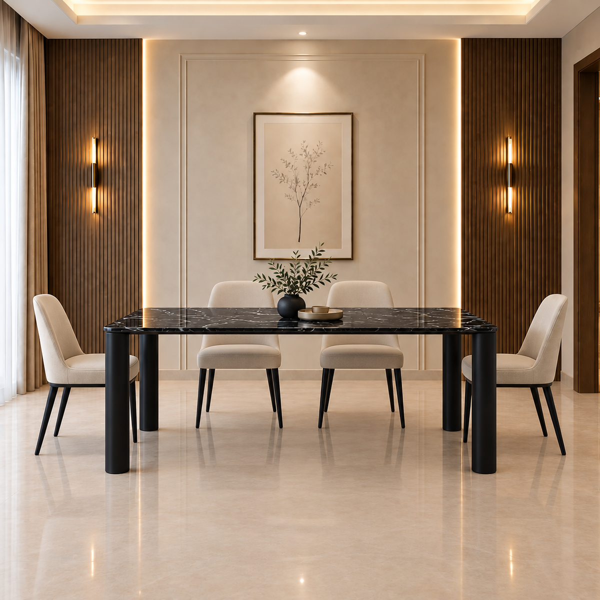 Contemporary Prada Green Marble Dining Table - Z-DT-013