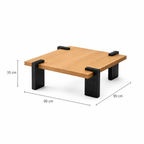 Japandi Square Coffee Table with Black Legs - Z-CT-008