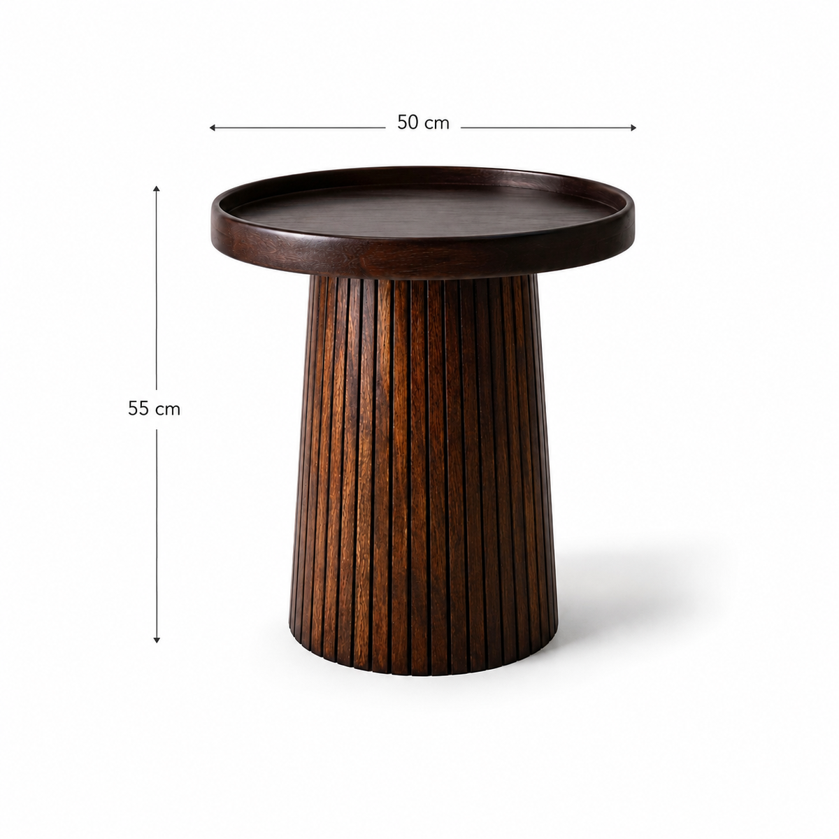 Fluted Pedestal Wood Side Table - Z-ST-006