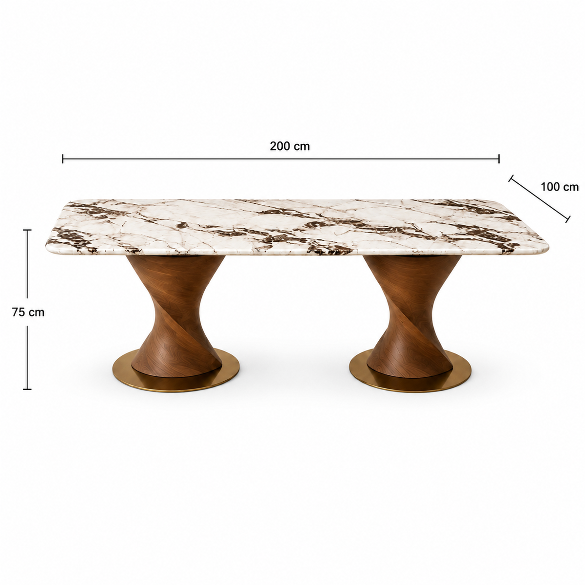 8-Seater Marble Dining Table With Twisted Base- Z-DT-026