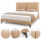 Beige Leather Bed -  Z-B-003
