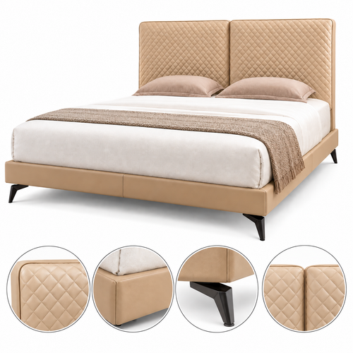 Beige Leather Bed -  Z-B-003