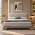 Minimalist Solid Wood Bed With Sphere Legs - Z-B-007