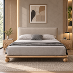 Minimalist Solid Wood Bed With Sphere Legs - Z-B-007