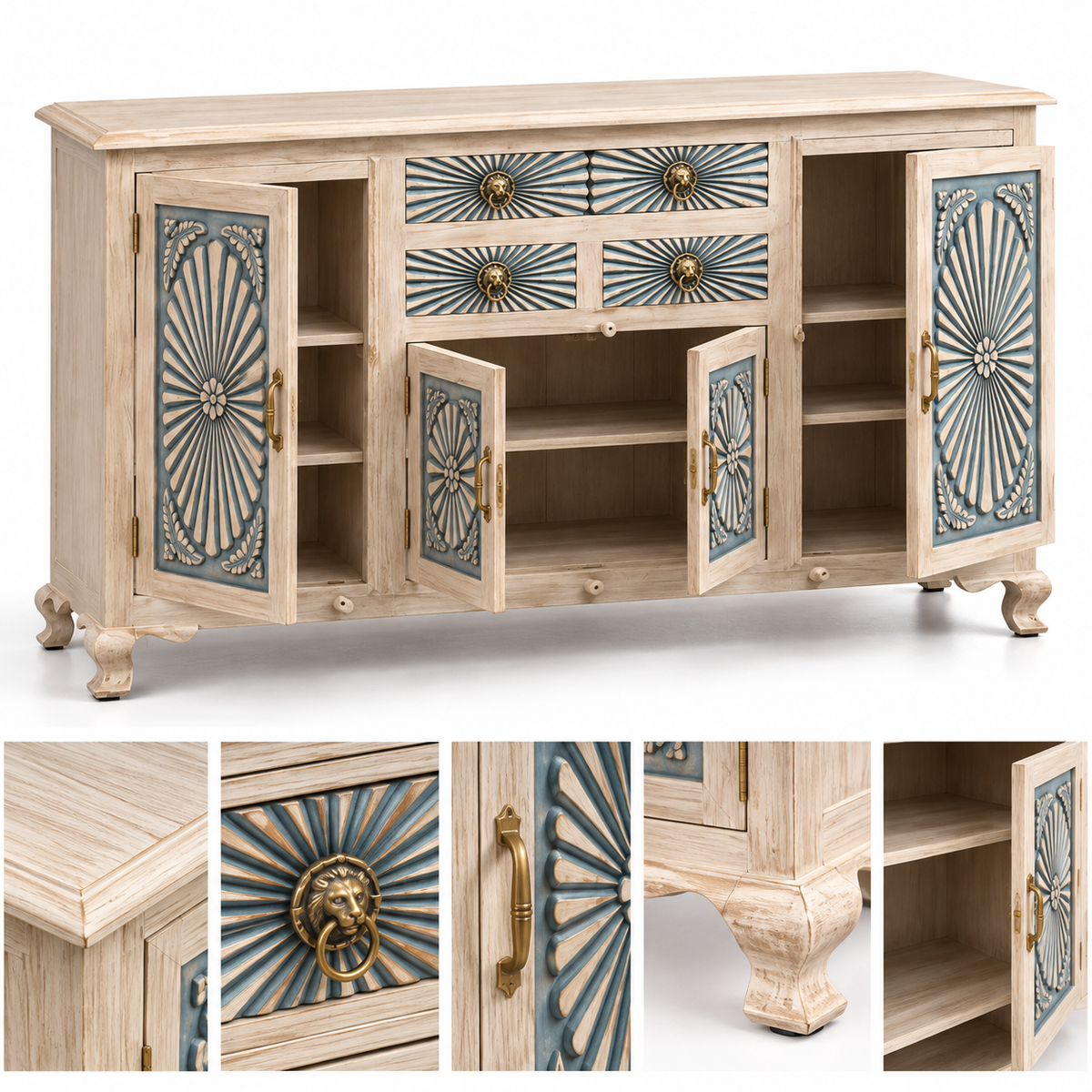 Hand-Carved Wooden Sideboard - Z-SV-005