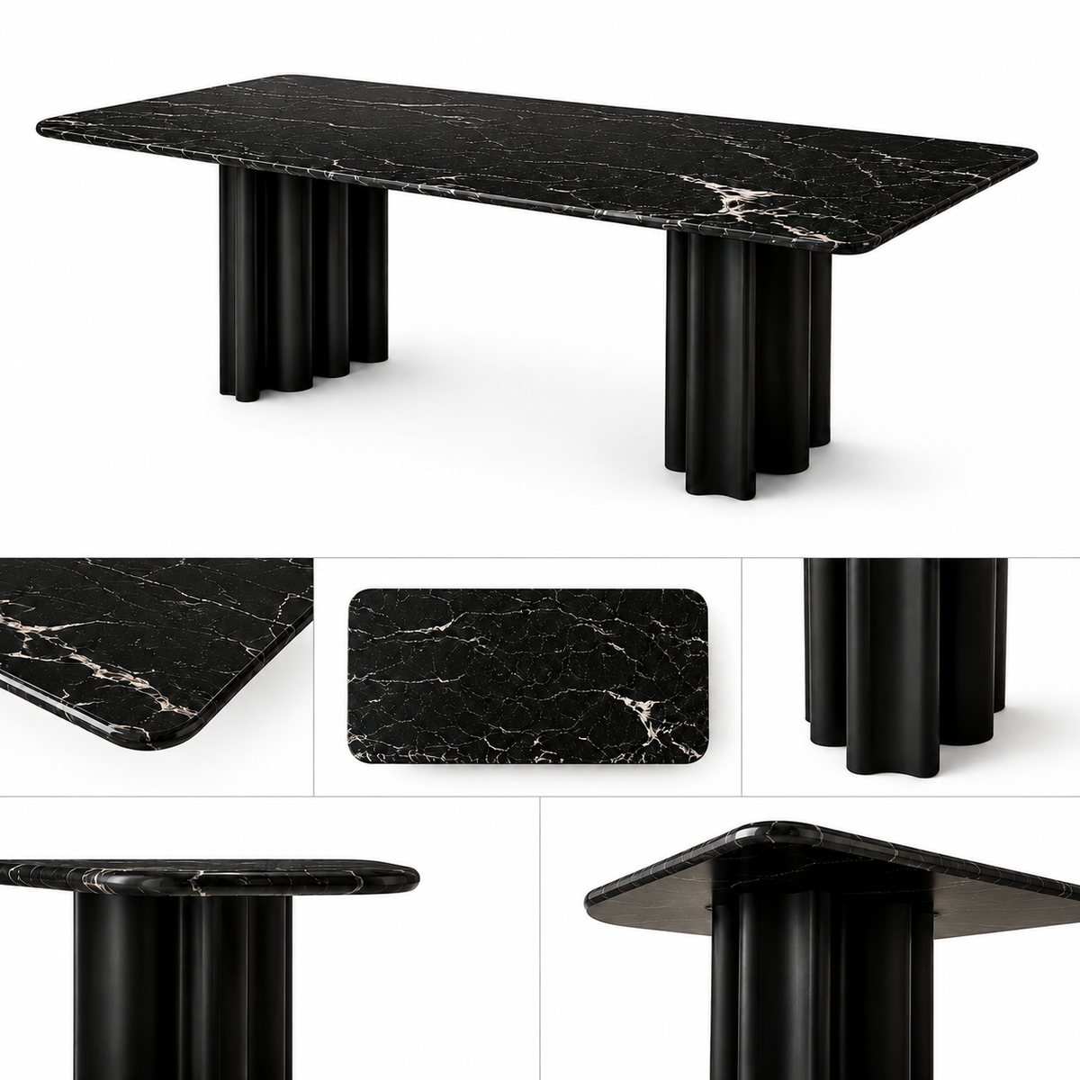 Contemporary Elegance Black Marble Dining Table-Z-DT-023