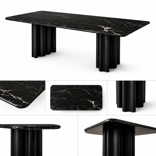 Contemporary Elegance Black Marble Dining Table-Z-DT-023