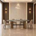 Oval Dining Table – Natural Stone & Stainless Steel - Z-DT-012