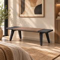 Wood & Brown Leather Entryway Bench - Z-BB-002