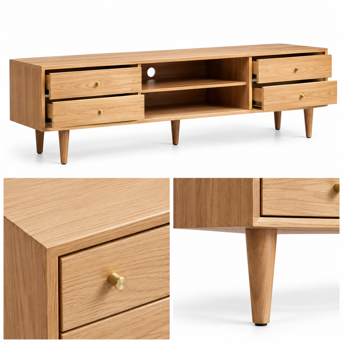 Mid‑Century Solid Wood TV Console - Z-TU-003