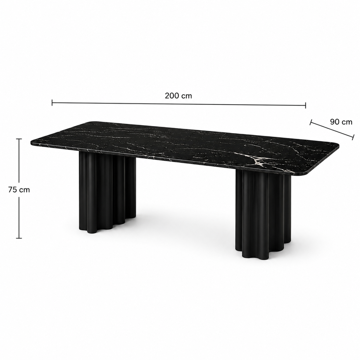 Contemporary Elegance Black Marble Dining Table-Z-DT-023