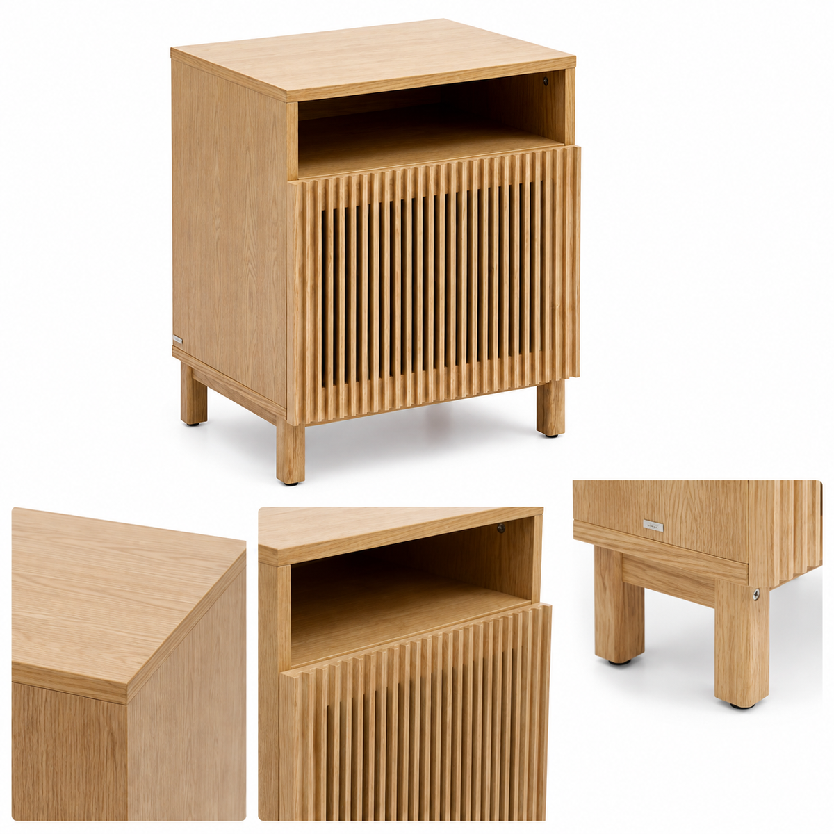 Japandi Slatted Wooden Sidetable -Z-BS-004