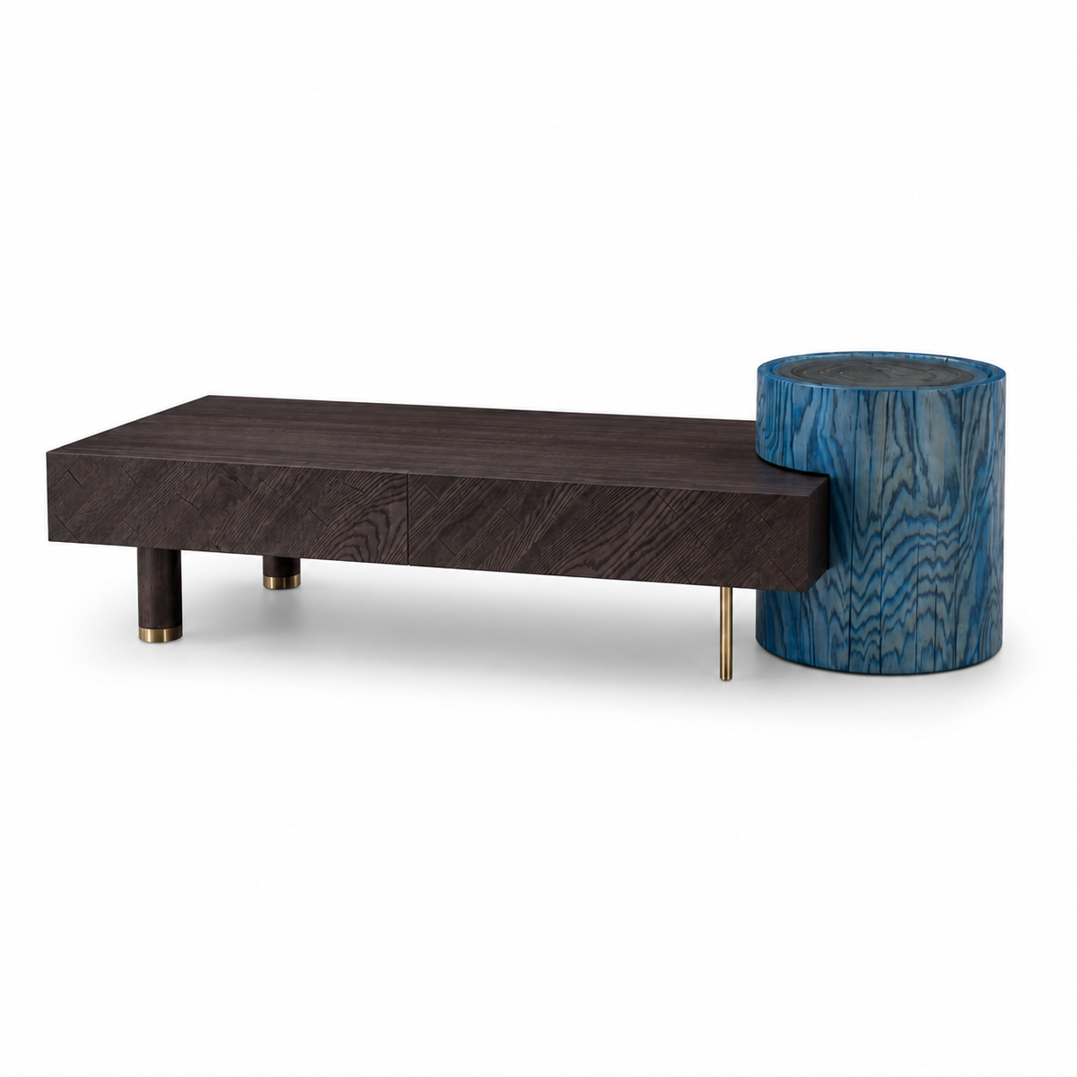 Modern Wood & Blue Accent Coffee Table - Z-CT-021