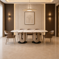 8-Seater Rectangular Marble Dining Table With Sculpted Base-Z-DT-020