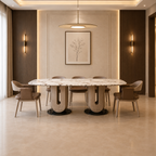 8-Seater Rectangular Marble Dining Table With Sculpted Base-Z-DT-020