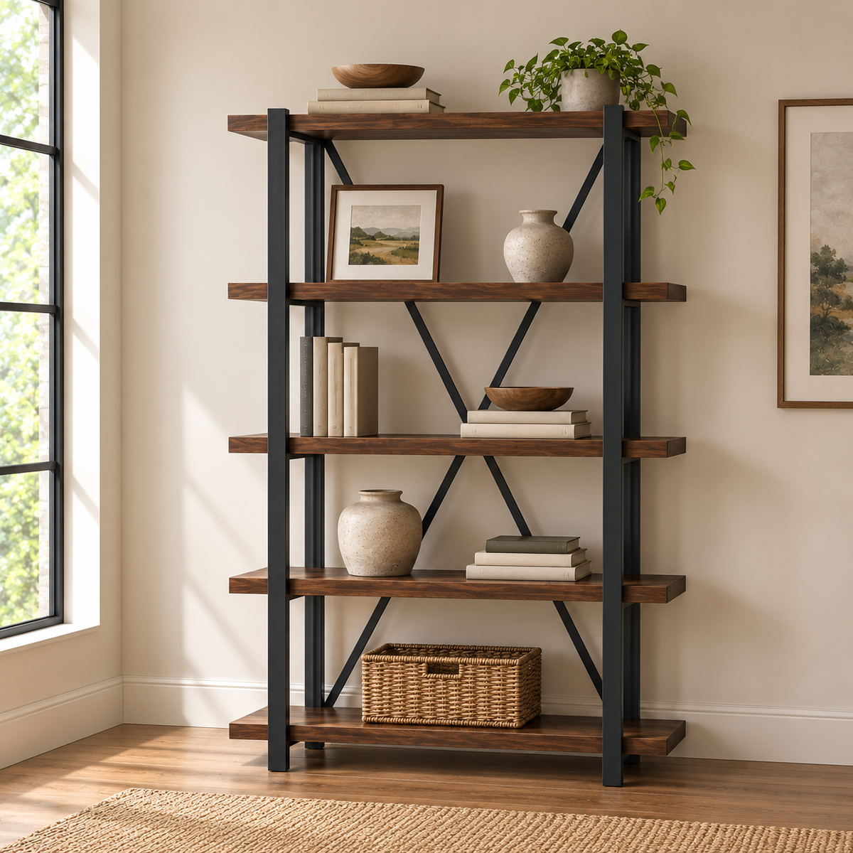 Mango Wood & Metal Bookshelf -Z-SV-015