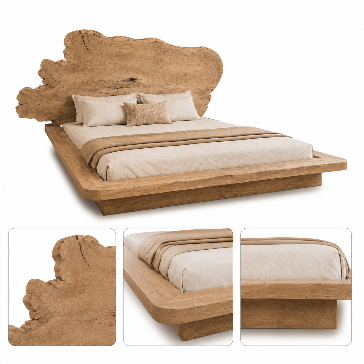 Natural Edge Wooden Bed - Z-B-016