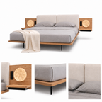 Modern Wooden Bed with Integrated Side Tables - Z-B-024