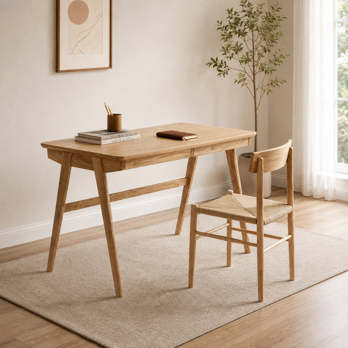 Minimalist Natural Wooden Study Table -Z-OF-002