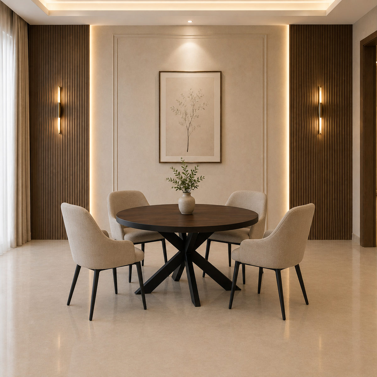 Round Dining Table with Metal Base -Z-DT-039