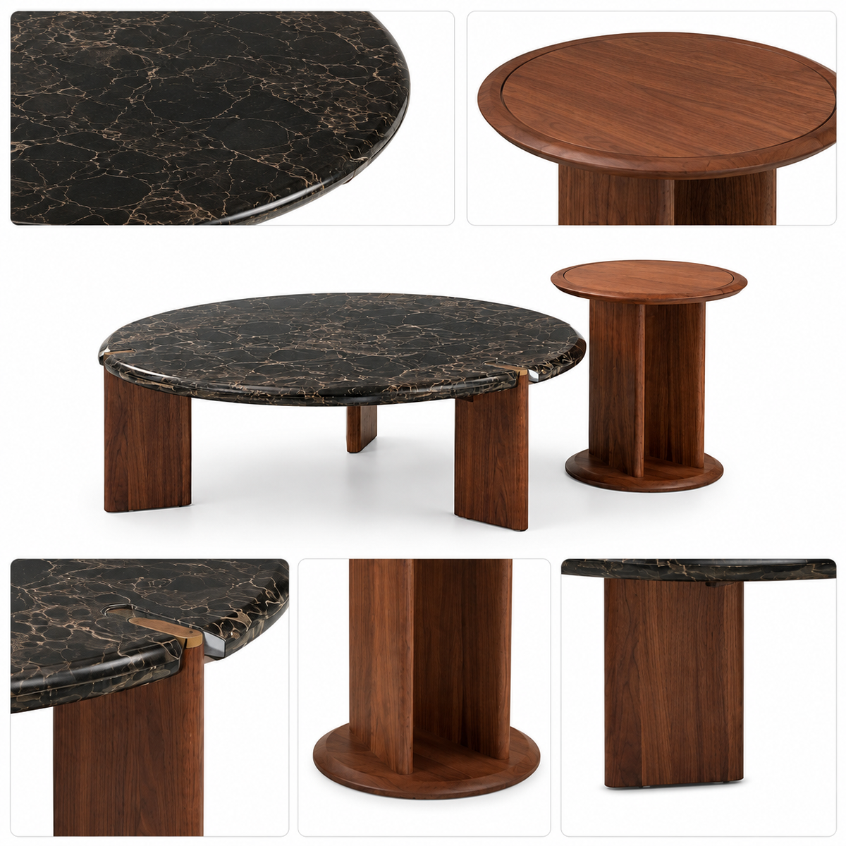 Natural Wood Marble Table Set - Z-CT-019