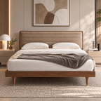 Modern Beige Upholstered Bed - Z-B-006