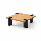 Japandi Square Coffee Table with Black Legs - Z-CT-008
